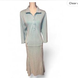 Ivy City Co Blue Checkered Skirt Set